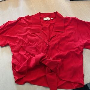 Aritzia Wilfred Free Red tie blouse